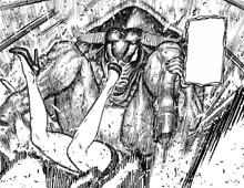 The bull crushing Seiko, defeating her.