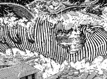 Mr. Dris' whale body blows up.