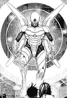 The exosuit used by Count Saint-Germain's henchwoman.