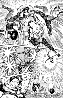 The Jet Booster Exosuit Kur focusing on Momo.