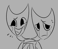 Doodle of Razzle & Dazzle being happy and sad