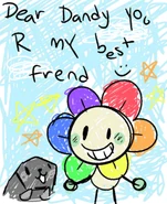 A kid's drawing that features Pebble and Dandy