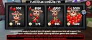 The Ornaments purchase menu