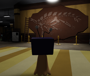 One of the elevator spawns featuring a large Stegosaurus fossil on display
