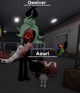 Azuri morphed into Twisted Cosmo alongside Qwelver as Twisted Sprout on the Warehouse Map inside Roleplay Mode. Twisted Dandy is seen in the back