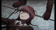 Toko out of energy after battled with Komaru.