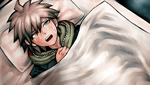 Makoto with a fever in bed