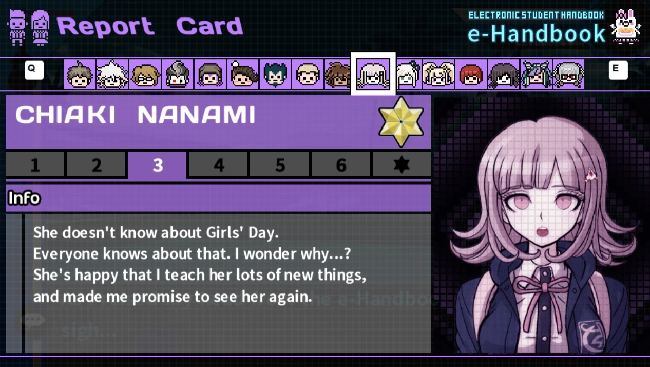 Free Time Events/Chiaki Nanami | Danganronpa Wiki | Fandom