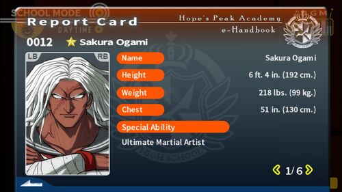 Sakura Ogami Report Card Page 1