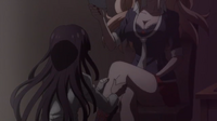 Mikan massaging Junko's legs