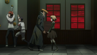 Mondo helping Chihiro to seal up Hope's Peak Academy.