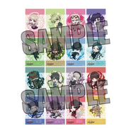 A set of 16 post cards with each featuring one of the cast from Danganronpa V3. A customer would receive one at random with every purchase of a crêpe.