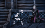 Chiaki Nanami and Gundham Tanaka investigating the outside