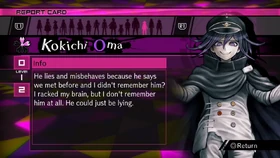 Kokichi Oma Report Card Page 1 (For Kaede)