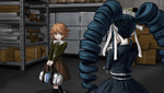 Celestia running into Chihiro in the supply room