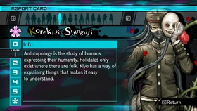 Korekiyo Shinguji Report Card Page 1 (For Shuichi)