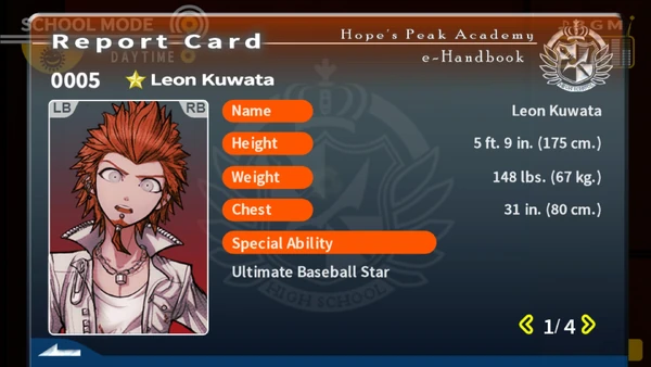 Leon Kuwata Report Card Page 1