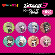 A set of 8 can badges with each featuring one of the cast from Danganronpa 3. They were priced at 500yen.