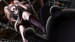 Mukuro stomping on Monokuma