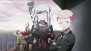 Fuyuhiko and Peko looking at Ibuki's antics.