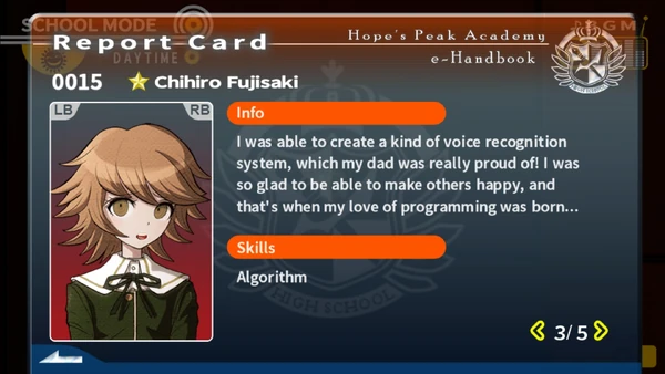 Chihiro Fujisaki Report Card Page 3