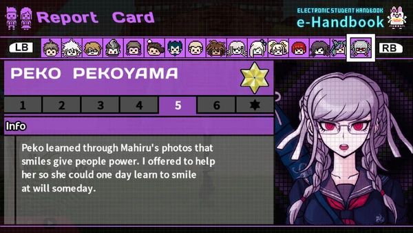 Peko Pekoyama Report Card Page 5