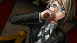 Danganronpa 1 CG - Byakuya Togami drinking the protein liquid