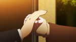 Chiaki grabs Hajime's hand