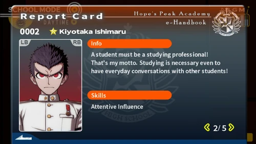 Kiyotaka Ishimaru Report Card Page 2