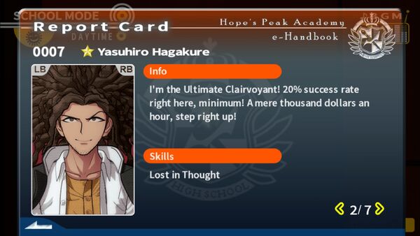 Yasuhiro Hagakure Report Card Page 2