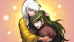 Angie holding Gonta and telling him about how kind Atua is