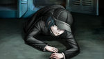 Shuichi falling out of the locker