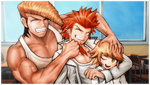 Danganronpa 1 CG - Class Photo of Mondo, Leon, and Chihiro