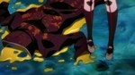 Makoto's hallucination of Chihiro's hanging corpse.