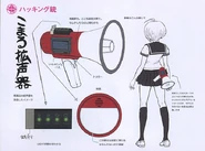Danganronpa Another Episode Design Profile Komaru Naegi with Megaphone Hacking Gun.png (579 KB) Megaphone Hacking Gun design reference