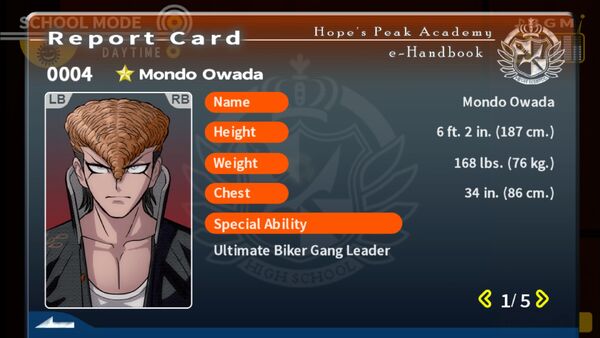 Mondo Owada Report Card Page 1