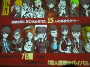 Makoto y los demás personajes en sus versiones Beta del videojuego Beta Danganronpa: DISTRUST (El primero de la fila de abajo, de izquierda a derecha)