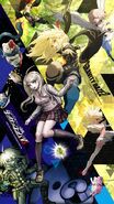 Crossover of Danganronpa V3 and Gravity Daze 2 wallpaper for iPhone.