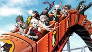 Gundham en la montaña rusa junto con los otros