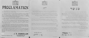 The 1929 riots August 23 to 31 Proclamation by Sir John Chancellor Thrown from R A F planes
