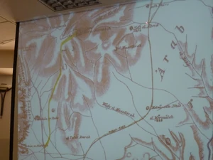 תוואי הדרך מסומנת בצהוב במפת  - 1870 