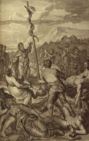 Figures Moses fixes the brazen Serpent on a pole