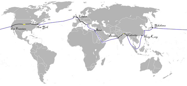 Around the World in Eighty Days map