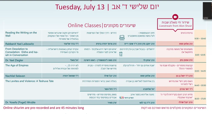 יום שלישי אלון שבות תשפא