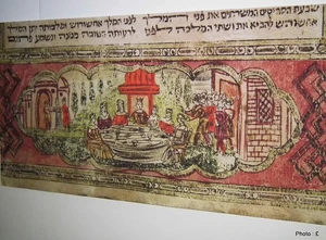 "שבעת הסריסים" ממגילת אסתר
המקור: צילם" ליביו - באדיבות  מוזיאון יהודי איטליה  מצגת על בית הכנסת תשלח למי שישיב למייל בו הופץ עלון זה