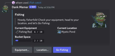 Using hunt or fish in Dankmemer's discord server is somewhat of an