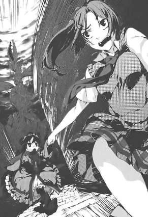 Jessica and Dalian run from the vines created by the Pioneer Book.