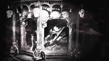 Strange figures inside the merry-go-round.