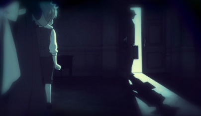 Hugh watches his father leaving home.