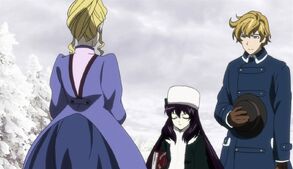 Dalian in winter clothing, as shown in the anime.